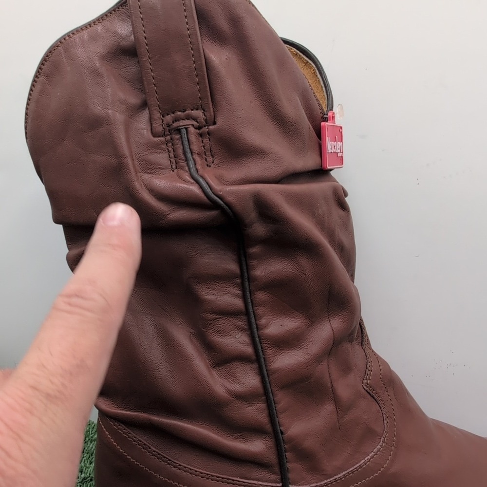 VTG Mezcalero Slouch Style Brown Boots Men's 9.5 - 27 1/2 EE Leather Mexican New - Picture 6 of 14